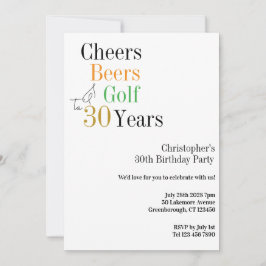 30. Geburtstag Golf Cheers Biere Minimales Party Einladung