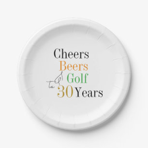 30. Geburtstag Golf Cheers Biere Minimales Party Pappteller