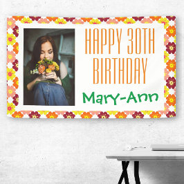 30. Geburtstag Grafik-Blume-Foto Banner