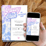 30. Geburtstag Groovy Chick Pastel Gefärbte Krawat Einladung<br><div class="desc">Groovy Chick wird 30 .. 30. Geburtstag Einladung (oder fühlen Sie sich frei,  die Jahre zu bearbeiten Anzug). Pastellfarbene Aquarellmuster in lila und blauen Farbtönen mit groovy Typografie. Einfach für jedes Alter anpassen.</div>