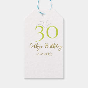 30. GEBURTSTAG GRÜN GOLD PASTELL HANDGEZEICHNET RE GESCHENKANHÄNGER