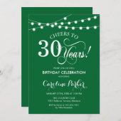 30. Geburtstag - Grün Weiß Einladung (Vorne/Hinten)