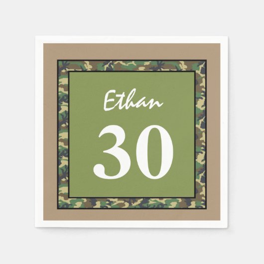 30. Geburtstag Grüne und Tan Camouflage A01D Serviette (Vorderseite)