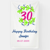 30. Geburtstag grüner blauer Kranz Datum rustikal Banner (Vertikal)