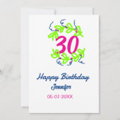 30. Geburtstag grüner blauer Kranz Datum rustikal Einladung (Rückseite)