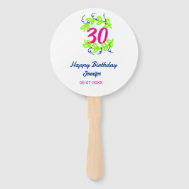 30. Geburtstag grüner blauer Kranz Datum rustikal  Fächer