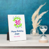 30. Geburtstag grüner blauer Kranz Datum rustikal Fotoplatte (Seite)