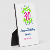 30. Geburtstag grüner blauer Kranz Datum rustikal Fotoplatte (Seite)