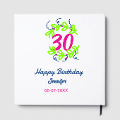 30. Geburtstag grüner blauer Kranz Datum rustikal Gästebuch (Rückseite)