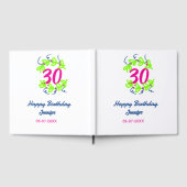 30. Geburtstag grüner blauer Kranz Datum rustikal Gästebuch (Voll)