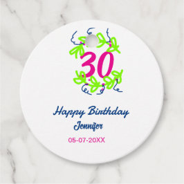 30. Geburtstag grüner blauer Kranz Datum rustikal  Geschenkanhänger