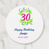 30. Geburtstag grüner blauer Kranz Datum rustikal Geschenkanhänger (Rückseite)