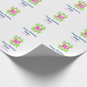 30. Geburtstag grüner blauer Kranz Datum rustikal Geschenkpapier (Ecke)