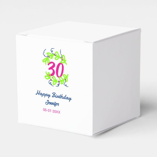 30. Geburtstag grüner blauer Kranz Datum rustikal  Geschenkschachtel (Vorderseite)