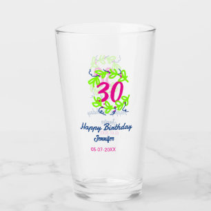 30. Geburtstag grüner blauer Kranz Datum rustikal  Glas