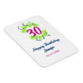 30. Geburtstag grüner blauer Kranz Datum rustikal  Magnet (Rechte Seite)