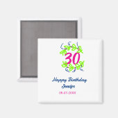30. Geburtstag grüner blauer Kranz Datum rustikal Magnet (Vorderseite/Rückseite)