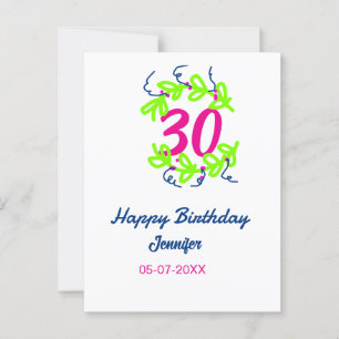 30. Geburtstag grüner blauer Kranz Datum rustikal Postkarte
