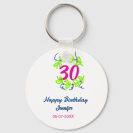 30. Geburtstag grüner blauer Kranz Datum rustikal  Schlüsselanhänger