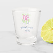 30. Geburtstag grüner blauer Kranz Datum rustikal Schnapsglas (Rückseite)
