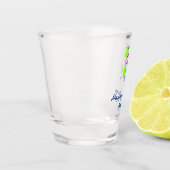 30. Geburtstag grüner blauer Kranz Datum rustikal Schnapsglas (Links)
