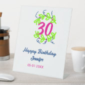 30. Geburtstag grüner blauer Kranz Datum rustikal  Sockelschild (In Situ)