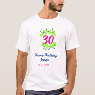 30. Geburtstag grüner blauer Kranz Datum rustikal T-Shirt