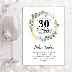 30. Geburtstag - Grüner Eukalyptus-Foliage Einladung