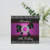 30. Geburtstag Hellrosa Giraffe Silberschmuck 2 Einladung (Stehend Vorderseite)