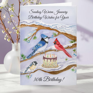 30. Geburtstag Hinterhofvögel Aquarell Karte