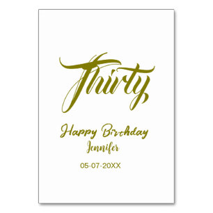 30. Geburtstag Hinzufügen Name Datum Jahr Gold Vor Tischnummer