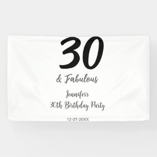 30. Geburtstag hinzufügen Name Datum Jahr schwarz Banner