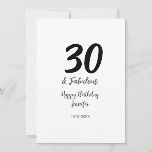 30. Geburtstag hinzufügen Name Datum Jahr schwarz Karte