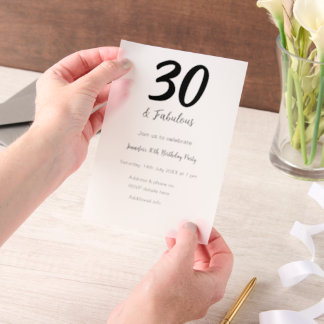 30. Geburtstag hinzufügen Name Datum Jahr schwarz Pergament Einladungen