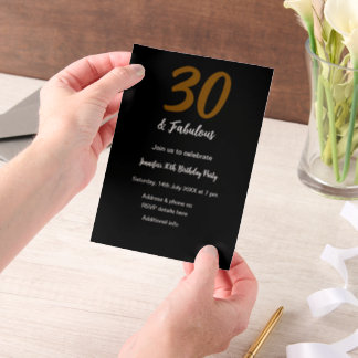 30. Geburtstag hinzufügen Name Datum Jahr schwarz Pergament Einladungen