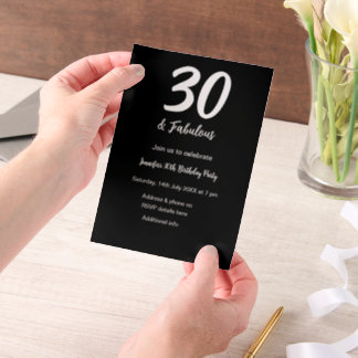 30. Geburtstag hinzufügen Name Datum Jahr schwarz Pergament Einladungen