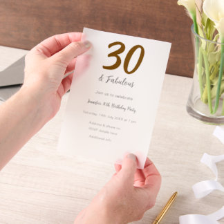 30. Geburtstag hinzufügen Name Datum Jahr schwarz Pergament Einladungen