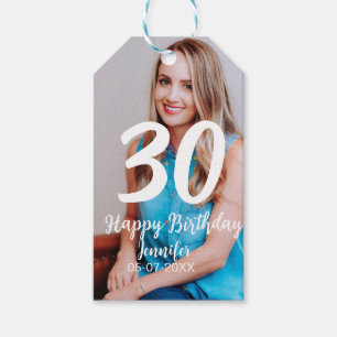 30. Geburtstag hinzufügen Name Datum Jahr Weißes F Geschenkanhänger