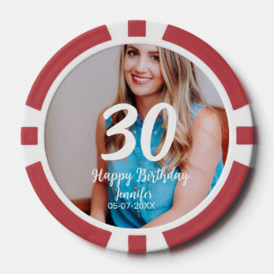 30. Geburtstag hinzufügen Name Datum Jahr Weißes F Pokerchips
