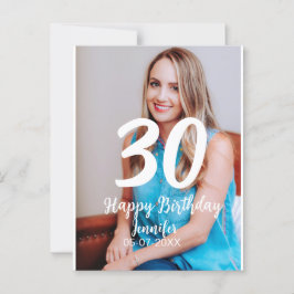 30. Geburtstag hinzufügen Name Datum Jahr Weißes F Postkarte