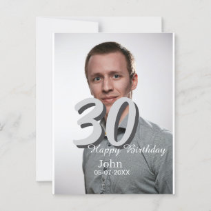 30. Geburtstag hinzufügen Name Datum Jahr Weißes F Postkarte