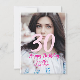 30. Geburtstag hinzufügen Name Datum Jahr Weißes F Postkarte