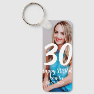 30. Geburtstag hinzufügen Name Datum Jahr Weißes F Schlüsselanhänger