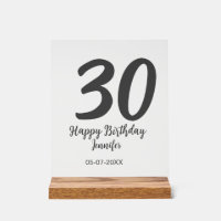 30. Geburtstag hinzufügen Namensdatum Jahr schwarz
