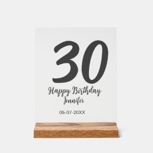 30. Geburtstag hinzufügen Namensdatum Jahr schwarz Acrylschild