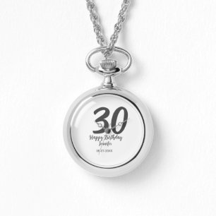 30. Geburtstag hinzufügen Namensdatum Jahr schwarz Armbanduhr