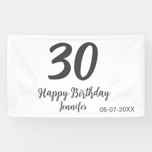 30. Geburtstag hinzufügen Namensdatum Jahr schwarz Banner