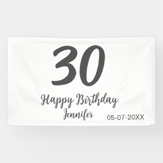 30. Geburtstag hinzufügen Namensdatum Jahr schwarz Banner
