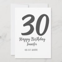 30. Geburtstag hinzufügen Namensdatum Jahr schwarz