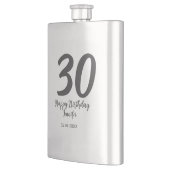 30. Geburtstag hinzufügen Namensdatum Jahr schwarz Flachmann (Links)